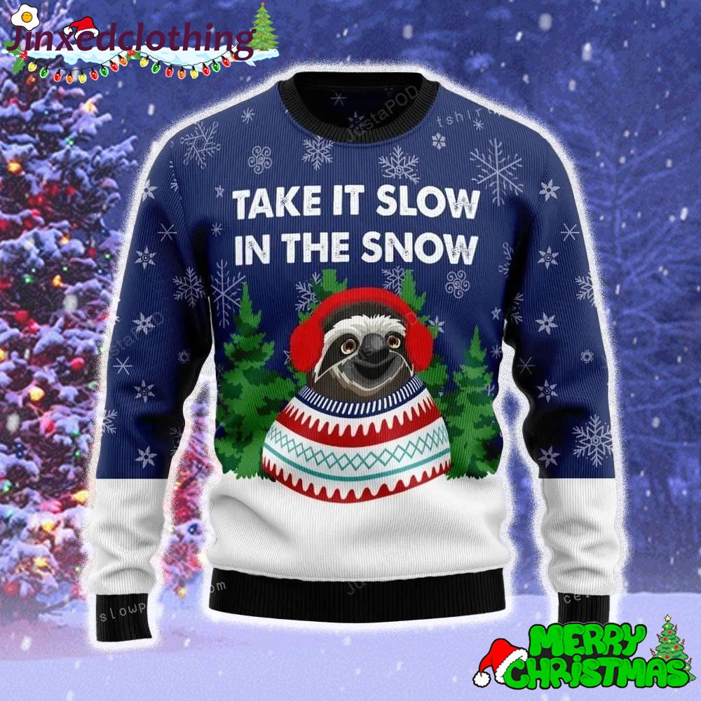 Sloth Take It Slow Ugly Sweater Xmas Day 